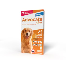 Advocate Antipulgas e Vermes para Cães de 10 a 25 kg 3 Pipetas