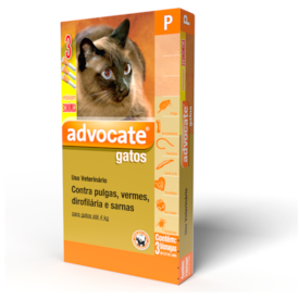 Advocate Antipulgas e Vermes para Gatos de 0 a 4 kg 3 Pipetas - Validade: Set/24