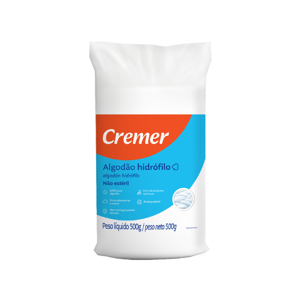 Algodão Hidrófilo Rolo 500g - Cremer
