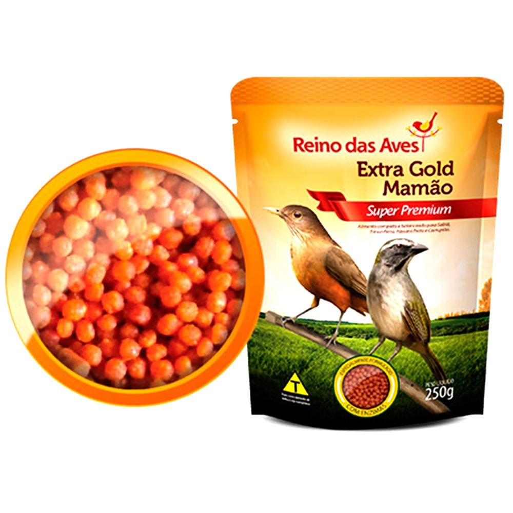 Alimento Super Premium Extra Gold Sabor Mamão Reino das Aves 250 g