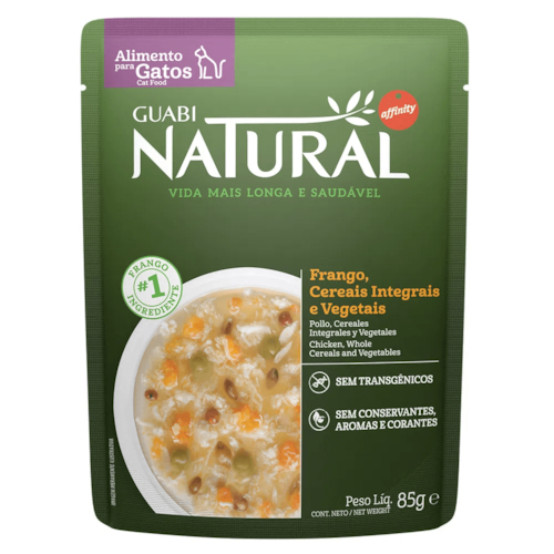 Alimento Úmido Guabi Natural Sachê Gatos Castrados Frango, Cereais e Vegetais 85g