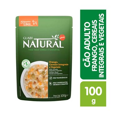 Alimento Úmido Guabi Natural Sachê para Cães Adultos Sabor Frango, Cereais e Vegetais 100g