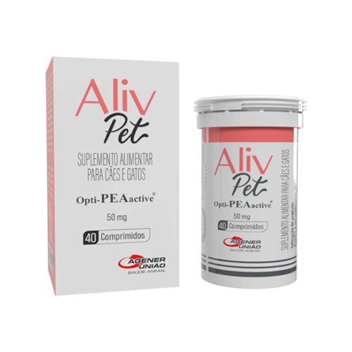Aliv Pet Agener Suplemento Alimentar para Cães e Gatos 50 mg 40 Comprimidos