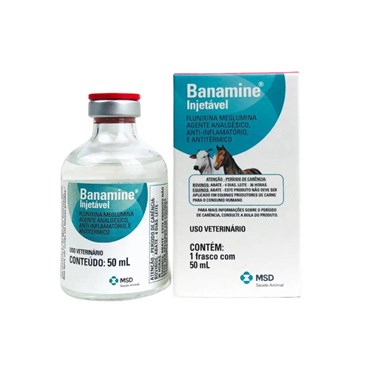 Analgésico Banamine Injetável MSD Uso Veterinário 50 ml 