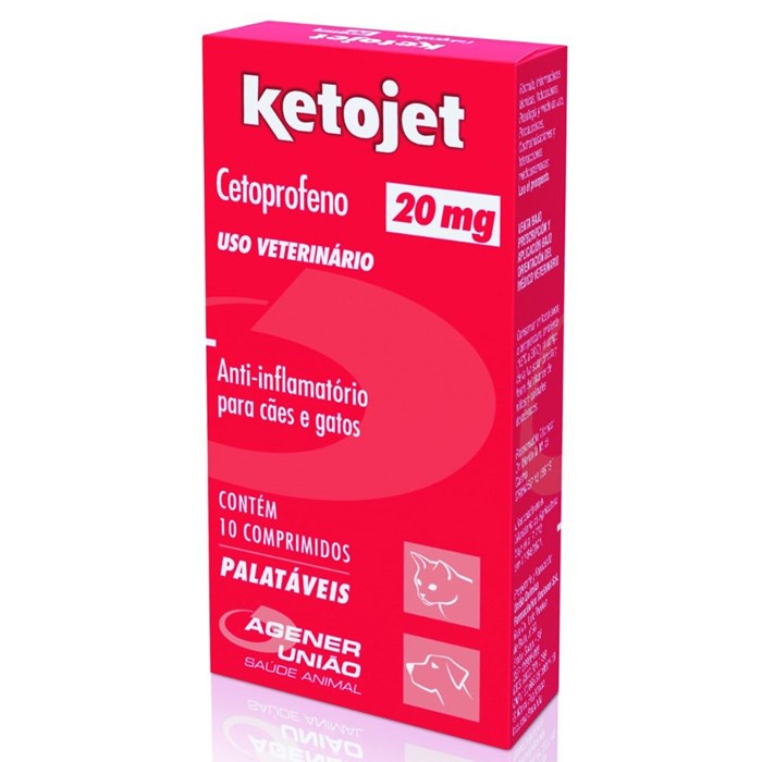 Anti-Infamatório Ketojet Agener para Cães e Gatos 20 mg 