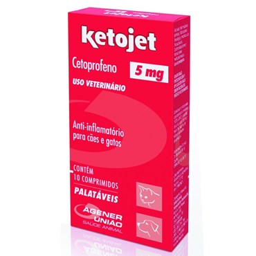 Anti-Infamatório Ketojet Cetoprofeno Agener para Cães e Gatos 5 mg 10 Comprimidos