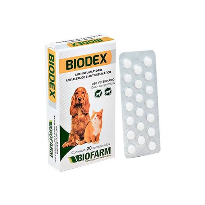 Anti-Inflamatório Biodex Biofarm para Cães e Gatos 20 Comprimidos