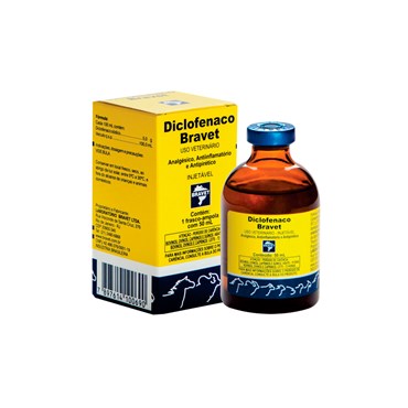 Anti-inflamatório Diclofenaco Bravet Injetável Uso Veterinário 50 ml