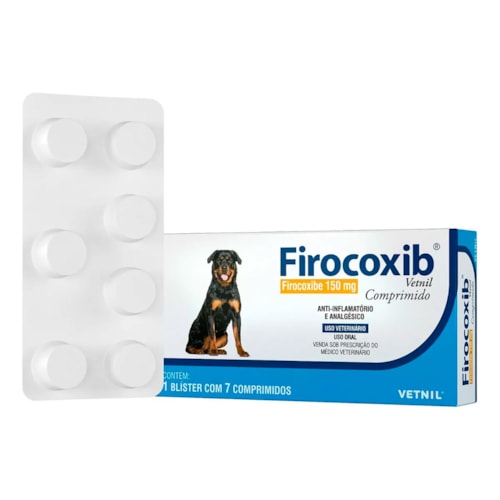 Anti-Inflamatório e Analgésico Vetnil Firocoxib 150mg para Cães 7 Comprimidos