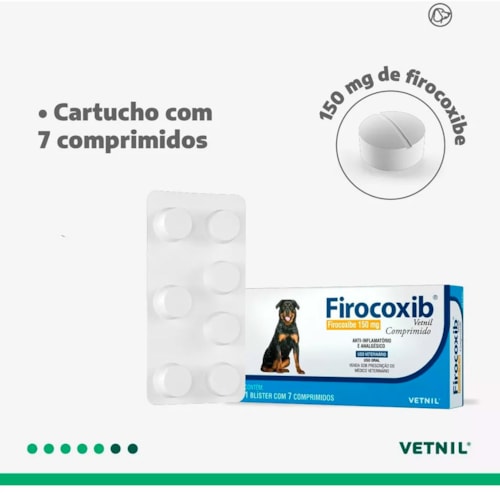 Anti-Inflamatório e Analgésico Vetnil Firocoxib 150mg para Cães 7 Comprimidos - imagem adicional