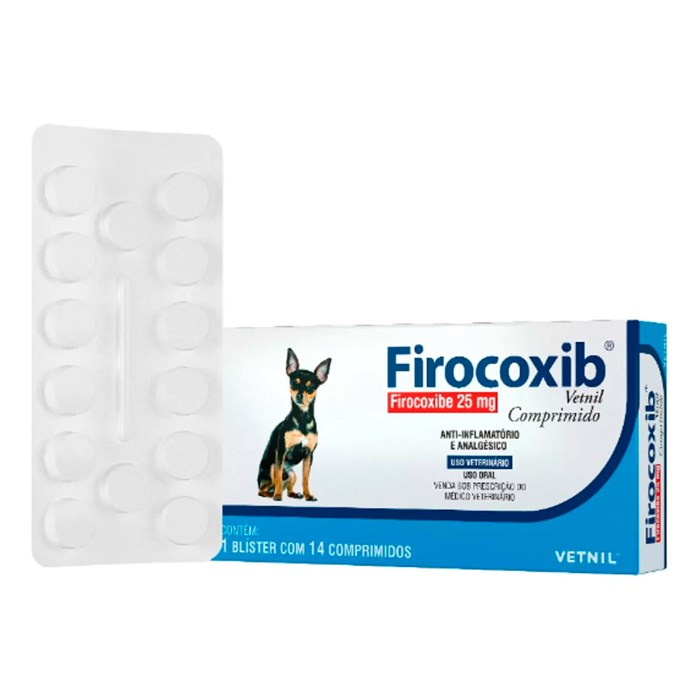 Anti-Inflamatório e Analgésico Vetnil Firocoxib 25mg para Cães 14 Comprimidos