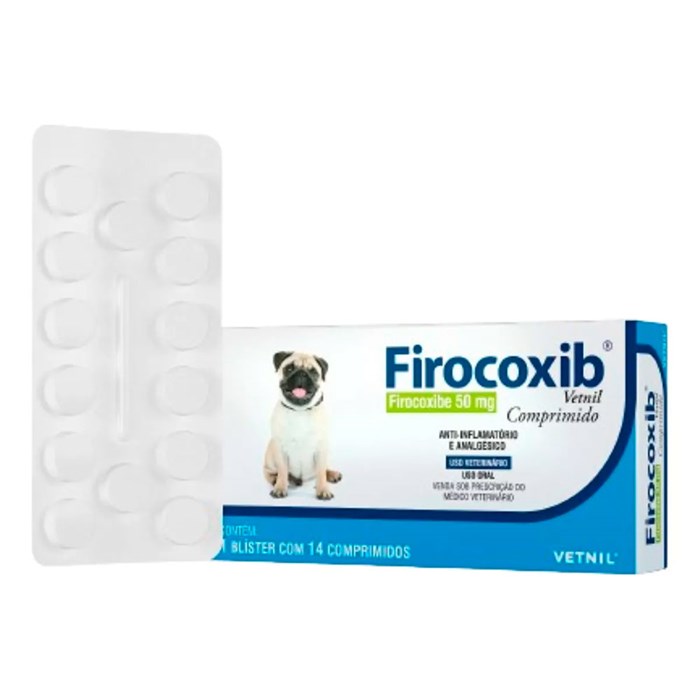 Anti-Inflamatório e Analgésico Vetnil Firocoxib 50mg para Cães 14 Comprimidos