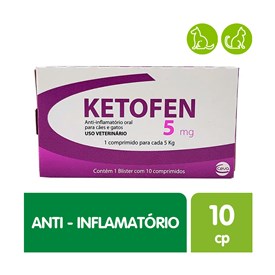 Anti-inflamatório Ketofen Ceva para Cães e Gatos 10 comprimidos 5mg 