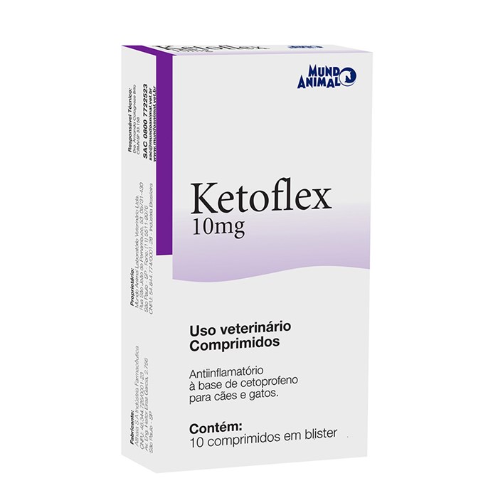 Anti-Inflamatório Ketoflex 10mg 10 Comprimidos Mundo Animal