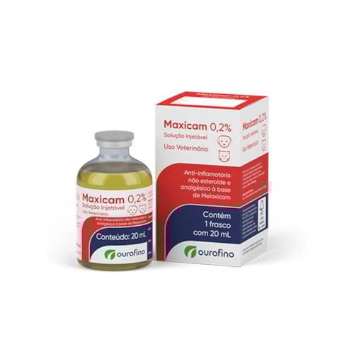 Anti-inflamatório Maxicam 0,2% Ourofino para Cães e Gatos Injetável 20ml