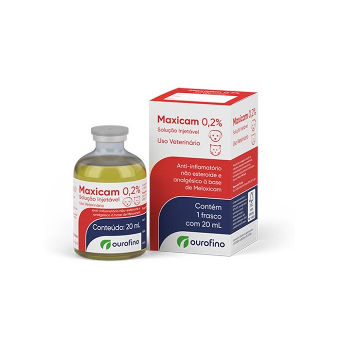 Anti-inflamatório Maxicam 0,2% Ourofino para Cães e Gatos Injetável 20ml
