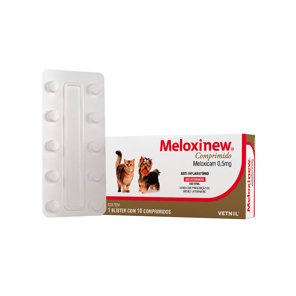 Anti-inflamatório Meloxinew Comprimido para Cães e Gatos 0,5 mg