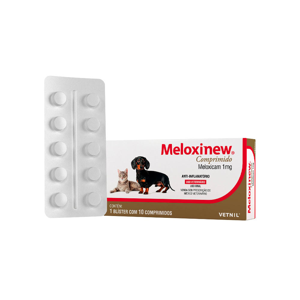 Anti-inflamatório Meloxinew Comprimido para Cães e Gatos 1,0 mg