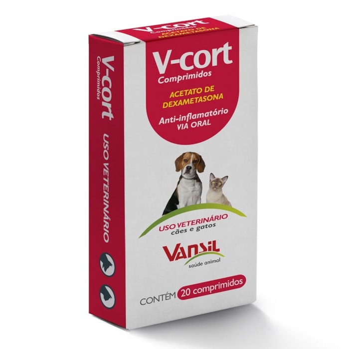 Anti-inflamatório V-Cort Vansil para Cães e Gatos 20 Comprimidos