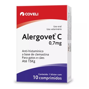 Antialérgico Alergovet Coveli para Cães e Gatos 0,7mg 10 Comprimidos