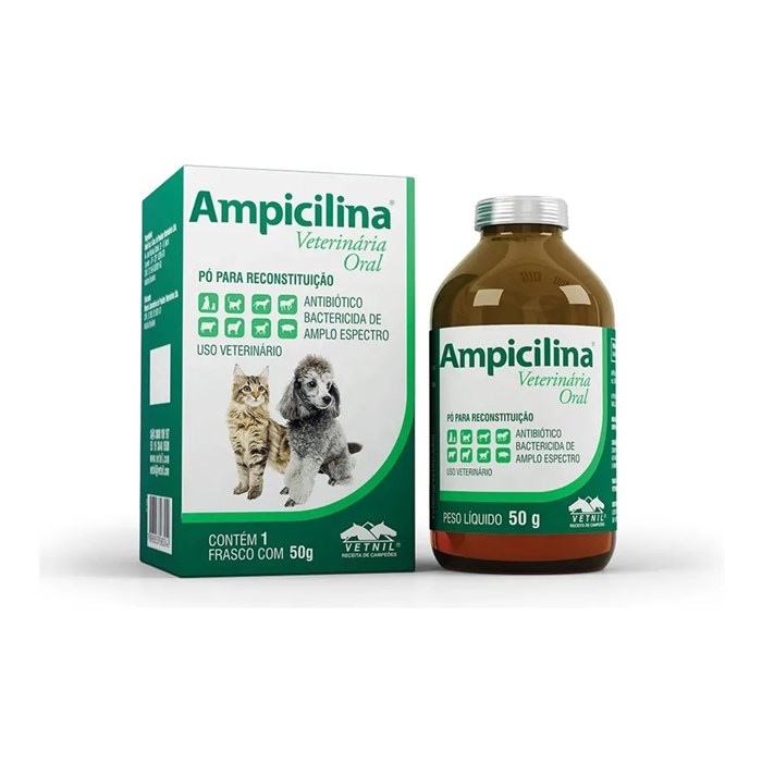 Antibiótico Ampicilina Oral em Pó 50g Vetnil