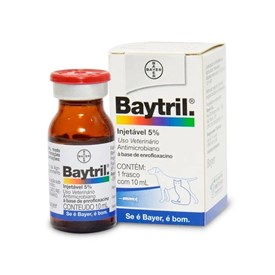 Antibiótico Baytril Injetável 5% para Cães e Gatos 10ml 