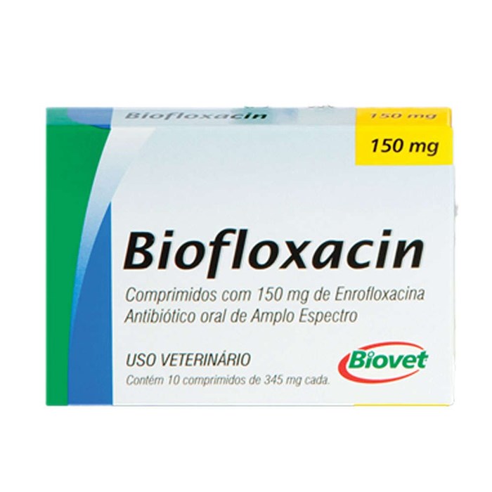 Antibiótico Biofloxacin Oral de Amplo Espectro à Base de Enrofloxacina com 10 Comprimidos 