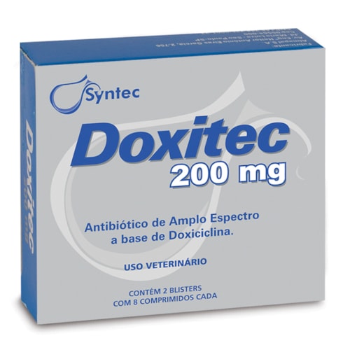 Antibiótico Doxiciclina Doxitec 200mg para Cães 16 Comprimidos