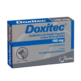 Antibiótico Doxiciclina Doxitec para Cães com 16 Comprimidos 