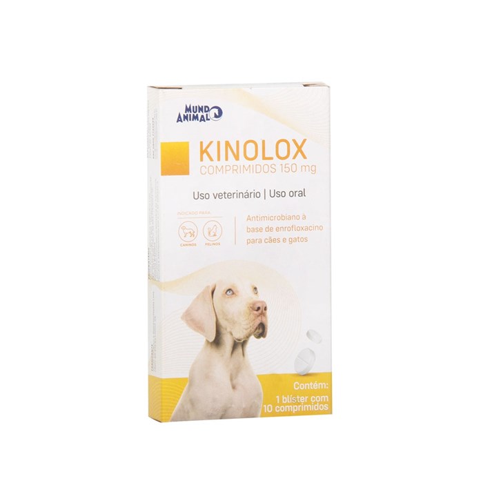 Antibiótico Kinolox 150mg 10 Comprimidos Mundo Animal