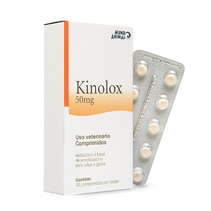 Antibiótico Kinolox 50mg 10 Comprimidos Mundo Animal