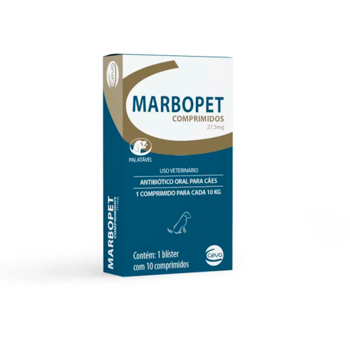 Antibiótico Marbopet Ceva para Cães 27 mg - 10 Comprimidos
