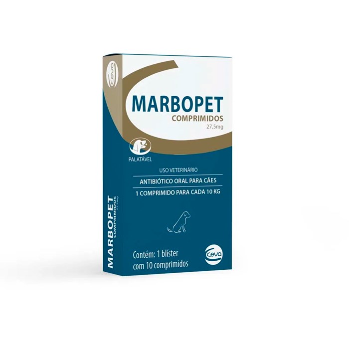 Antibiótico Marbopet Ceva para Cães 27 mg - 10 Comprimidos