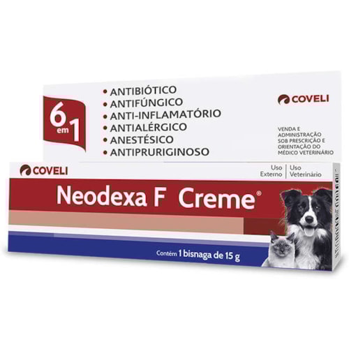 Antibiótico Neodexa F Creme Coveli Cães e Gatos 15g