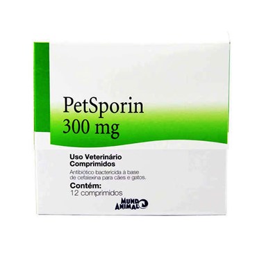 Antibiótico Petsporin Mundo Animal para Cães e Gatos 300 mg com 12 Comprimidos