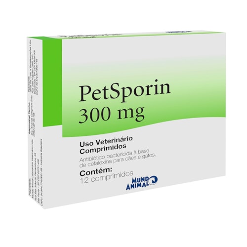 Antibiótico Petsporin Mundo Animal para Cães e Gatos 300mg
