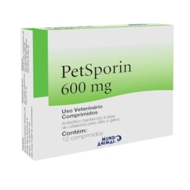 Antibiótico Petsporin Mundo Animal para Cães e Gatos 600 mg 