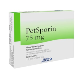 Antibiótico Petsporin Mundo Animal para Cães e Gatos 75 mg