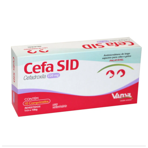 Antimicrobiano Cefa SID Cefadroxila Vansil para Cães e Gatos com 10 Comprimidos 