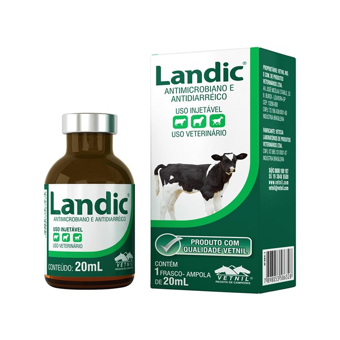 Antimicrobiano Landic Injetável Vetnil Uso Veterinário 20 ml 