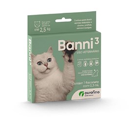 Antiparasitário Banni 3 Ourofino para Gatos até 2,5 Kg - 1 flaconete 0,3 ml