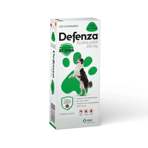 Antiparasitário Defenza MSD para Cães de 10 a 20 kg 200 mg 1 Comprimido