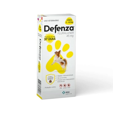 Antiparasitário Defenza MSD para Cães de 2 a 4,5 kg 45 mg 1 Comprimido