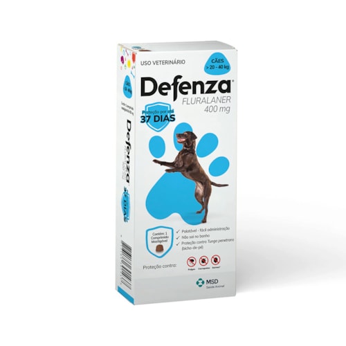 Antiparasitário Defenza MSD para Cães de 20 a 40 kg 400 mg 1 Comprimido