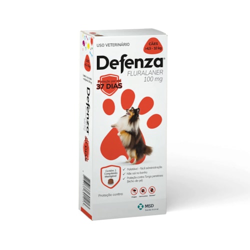 Antiparasitário Defenza MSD para Cães de 4,5 a 10 kg 100 mg 1 Comprimido