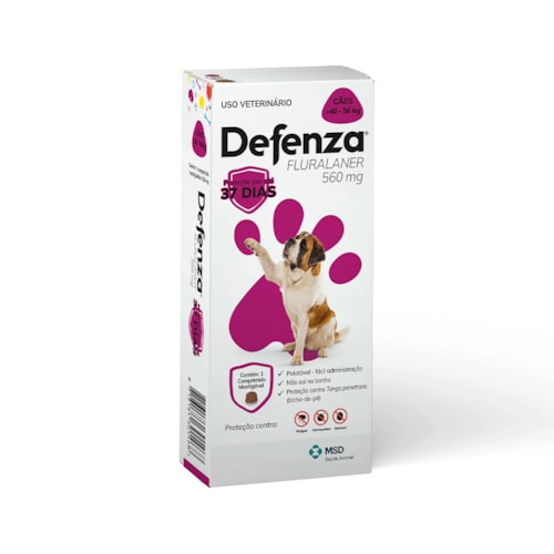 Antiparasitário Defenza MSD para Cães de 40 a 56 kg 560 mg 1 Comprimido