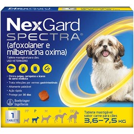 Antiparasitário NexGard Spectra para Cães de 3,6 a 7,5 kg - 1 Comprimido