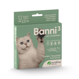 Antipulgas Banni 3 para Gatos de até 2,5kg Combo 3 Unidades - Ouro Fino