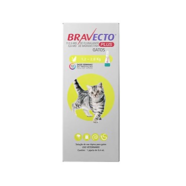 Antipulgas Bravecto Plus para Gatos de 1,2 a 2,8kg 112,5mg