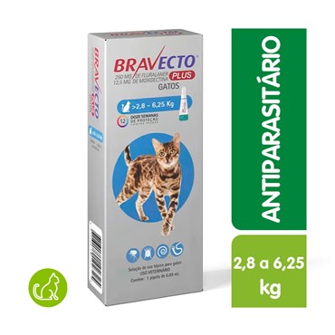 Antipulgas Bravecto Plus para Gatos de 2,8 a 6,25kg 250mg